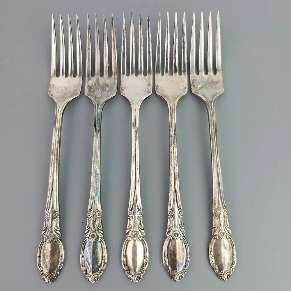 Vintage Wm. A. Rogers Oneida Ltd Forks 1957 Chatelaine Flatware 5 Pc.